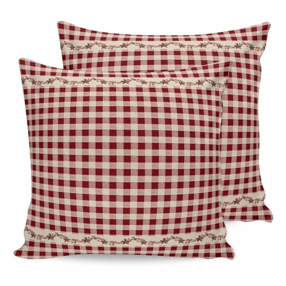 Pillow Covers 18x18 Set of 2, Western Texas Star Retro Square Throw Pillow Covers for Couch/Sofa/Living Room, Country Vintage Red Beige Plaid Decorative Soft Pillowcases for Couch Throw Pillows
