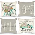 thumbnail image 1 of Pillow Covers 18x18 Set of 4 Eucalyptus Leaves Fresh Flowers White Bicycle Truck Home Sweet Home Decorative Throw Pillows Pillowcase Spring Decorations Farmhouse Decor for Couch Sofa Beige, 1 of 6