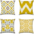 thumbnail image 1 of Pillow Covers 18x18 Set of 4, Modern Sofa Throw Pillow Cover, Decorative Home Outdoor Linen Fabric Geometric Pillow Case for Couch Bed Car 45x45cm(Style5, Yellow), 1 of 6