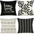 thumbnail image 1 of Pillow Covers 18x18 Set of 4, Modern Sofa Throw Pillow Cover, Decorative Outdoor Linen Fabric Pillow Case for Couch Bed Car 45x45cm (Black, 18x18,Set of 4), 1 of 6