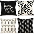 thumbnail image 1 of Pillow Covers 18x18 Set of 4, Modern Sofa Throw Pillow Cover, Decorative Outdoor Linen Fabric Pillow Case for Couch Bed Car, Black, 1 of 6