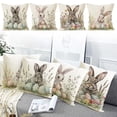 thumbnail image 1 of Pillow Covers 18x18, Short Lint Easter Decorations Bunny Throw Pillow Covers, Flower Cushion Cover for Spring Decor Bedroom Couch, White, 1 of 6