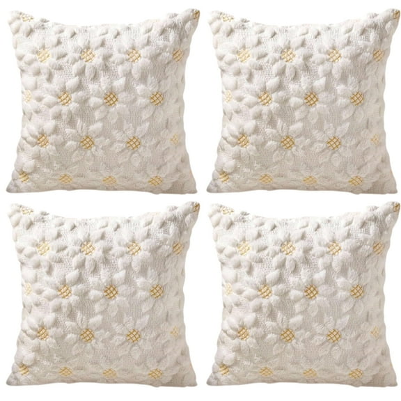 Pillow Covers, 18x18 inch Farmhouse Decor Sunflower Soft Plush Throw Pillows for Sofa Holiday, Set of 4