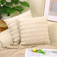 thumbnail image 1 of Pillow Covers 2 Pack Heart Love Cute Decorative Throw Pillow Covers 18x18 Soft Plush Faux Fur Wool Pillow Covers for Couch Sofa Home Valentines Day Beige, 1 of 8