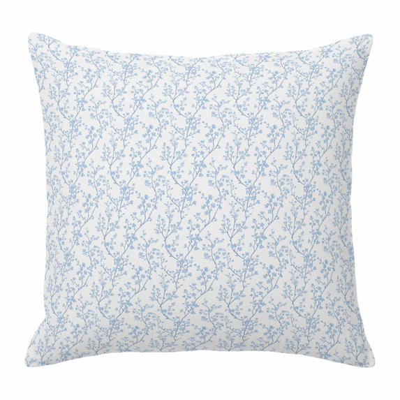 Pillow Covers 20x20 Inch, Blue Spring Floral Linen Pillowcase with Invisible Zipper, Summer Botanical Watercolor Decorative Throw Pillow Covers Cushion Case for Couch Sofa Bed Living Room