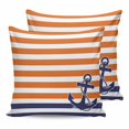 thumbnail image 1 of Pillow Covers 20x20 Set of 2, Anchor Orange Throw Pillow Covers Decorative Couch Cushion Cover, Modern Navy Blue White Striped Nautical Microfiber Soft Square Pillowcases for Bedroom Living Room Sofa, 1 of 7