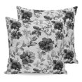 thumbnail image 1 of Pillow Covers 20x20 Set of 2, Black Gray Florals Throw Pillow Covers Decorative Couch Cushion Cover, Farmhouse Botanical Peonies Vintage Leaves Microfiber Soft Pillowcases for Bedroom Living Room, 1 of 9
