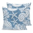 thumbnail image 1 of Pillow Covers 20x20 Set of 2, Blue Coastal Throw Pillow Covers Decorative Couch Cushion Cover, Conch Nautical Summer Starfish Shell Coral Microfiber Soft Pillowcases for Bedroom Living Room Sofa, 1 of 9
