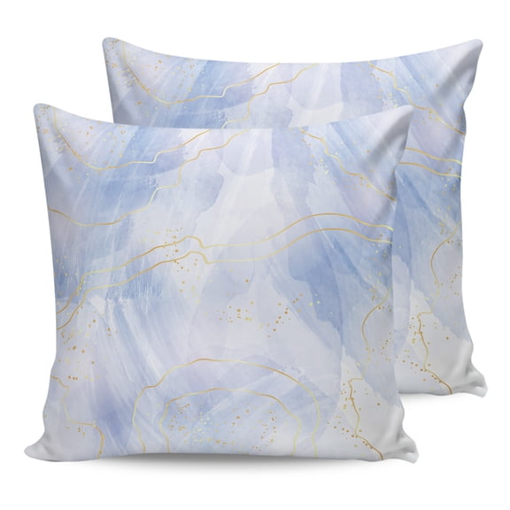 Pillow Covers 20x20 Set of 2, Blue Ombre Marble Throw Pillow Covers Decorative Couch Cushion Cover, Yellow Modern Geometric Abstract Art Microfiber Soft Square Pillowcases for Bedroom Sofa