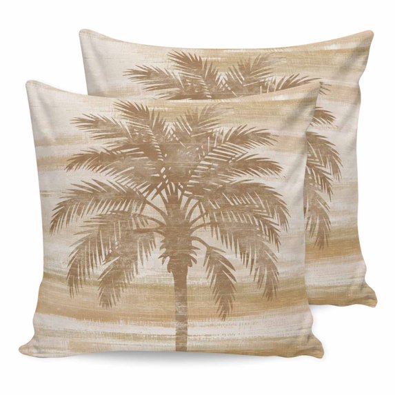 Pillow Covers 20x20 Set of 2, Brown Coastal Palm Tree Square Throw Pillow Covers for Couch/Sofa/Living Room, Vintage Summer Tropical Botanical Decorative Soft Pillowcases for Couch Throw Pillows