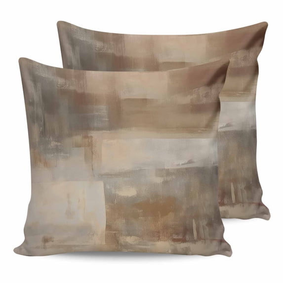 Pillow Covers 20x20 Set of 2, Brown Throw Pillow Covers Decorative Couch Cushion Cover, Oil Painting Abstract Art Contemporary Microfiber Soft Square Pillowcases for Bedroom Living Room Sofa