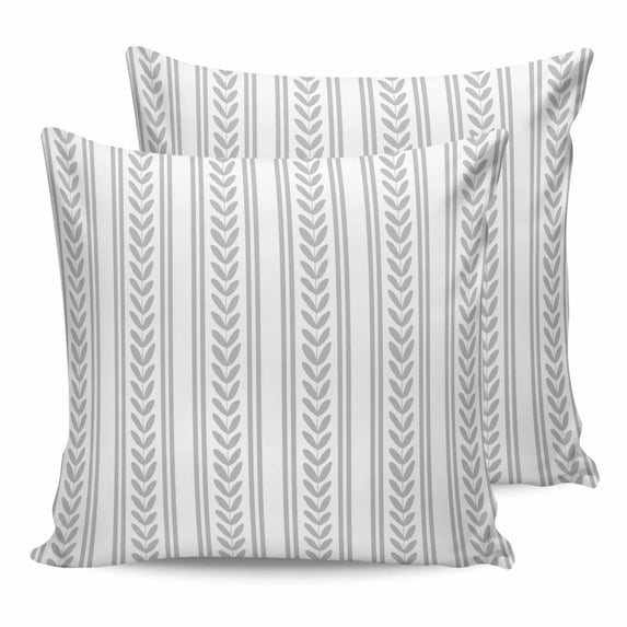 Pillow Covers 20x20 Set of 2, Grey Botanical Square Throw Pillow Covers for Couch/Sofa/Living Room, Modern Farmhouse Striped Decorative Soft Pillowcases for Couch Throw Pillows with Hidden Zipper