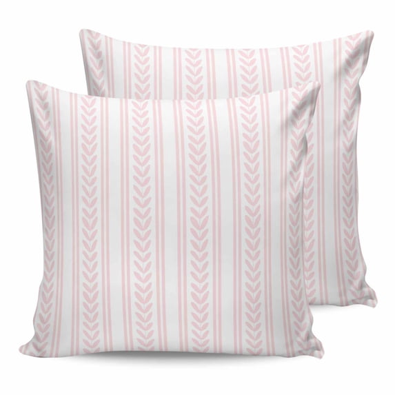 Pillow Covers 20x20 Set of 2, Pink Botanical Square Throw Pillow Covers for Couch/Sofa/Living Room, Modern Farmhouse Striped Decorative Soft Pillowcases for Couch Throw Pillows with Hidden Zipper