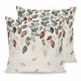 thumbnail image 1 of Pillow Covers 20x20 Set of 2, Teal Brown Botanical Throw Pillow Covers Decorative Couch Cushion Cover, Pastoral Fall Weeping Maple Leaf Microfiber Soft Square Pillowcases for Bedroom Living Room Sofa, 1 of 9
