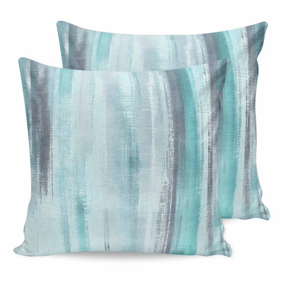 Pillow Covers 20x20 Set of 2, Turquoise Gray Ombre Square Throw Pillow Covers for Couch/Sofa/Living Room, Modern Abstract Art Oil Painting Decorative Soft Pillowcases for Couch Throw Pillows