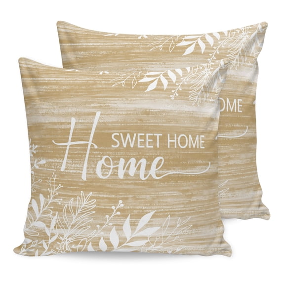 Pillow Covers 20x20 Set of 2, Vintage Tan Brown Throw Pillow Covers Decorative Couch Cushion Cover, Farmhouse Florals Leaf Coastal Home Microfiber Soft Square Pillowcases for Bedroom Living Room Sofa