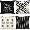 thumbnail image 1 of Pillow Covers 20x20 Set of 4, Modern Sofa Throw Pillow Cover, Decorative Outdoor Linen Fabric Pillow Case for Couch Bed Car, Black, 1 of 6