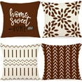 thumbnail image 1 of Pillow Covers 20x20 Set of 4, Modern Sofa Throw Pillow Cover, Decorative Outdoor Linen Fabric Pillow Case for Couch Bed Car, Coffee, 1 of 6