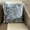 thumbnail image 1 of Pillow Covers 24x24 Grey, Designer Grey Pillow Shams, Ribbon Flowers Floral Theme Pillow Sham, 24x24 inch (60x60 cm) Pillow Sham, Square Silk Shams, Modern Pillow - Vintage Paradise, 1 of 10