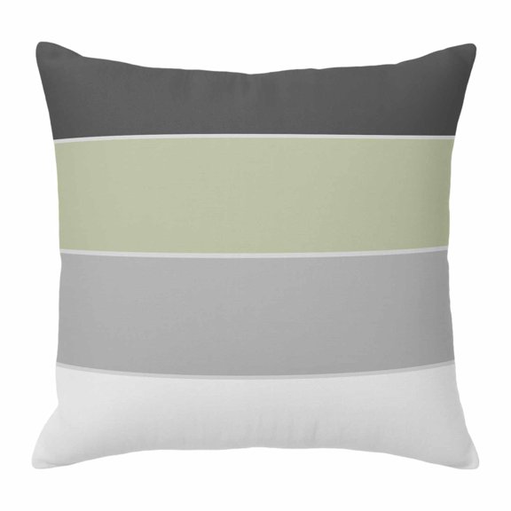 Pillow Covers 24x24 Inch, Grey Green Striped Linen Pillowcase with Invisible Zipper, Farmhouse Modern Decorative Throw Pillow Covers Cushion Case for Couch Sofa Bed Living Room