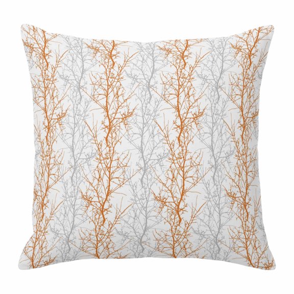 Pillow Covers 24x24 Inch, Orange Gray Linen Pillowcase with Invisible Zipper, Pastoral Botanical Branch Aesthetics Decorative Throw Pillow Covers Cushion Case for Couch Sofa Bed Living Room
