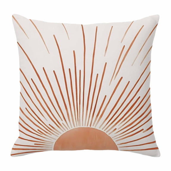 Pillow Covers 24x24 Inch, Orange Sunshine Linen Pillowcase with Invisible Zipper, Lines Retro Abstract Middle Century Decorative Throw Pillow Covers Cushion Case for Couch Sofa Bed Living Room