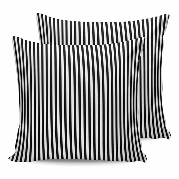 Pillow Covers 24x24 Set of 2, Black White Stripe Throw Pillow Covers Decorative Couch Cushion Cover, Modern Minimalist Geometric Striped Microfiber Soft Square Pillowcases for Bedroom Sofa