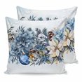 thumbnail image 1 of Pillow Covers 24x24 Set of 2, Blue Poinsettia Christmas Throw Pillow Covers Decorative Couch Cushion Cover, Xmas Botanical Balls Snowflake Microfiber Soft Pillowcases for Bedroom Living Room Sofa, 1 of 9
