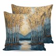 thumbnail image 1 of Pillow Covers 24x24 Set of 2, Blue Yellow Forest Throw Pillow Covers Decorative Couch Cushion Cover, Modern Oil Painted Contemporary Microfiber Soft Square Pillowcases for Bedroom Living Room Sofa, 1 of 7