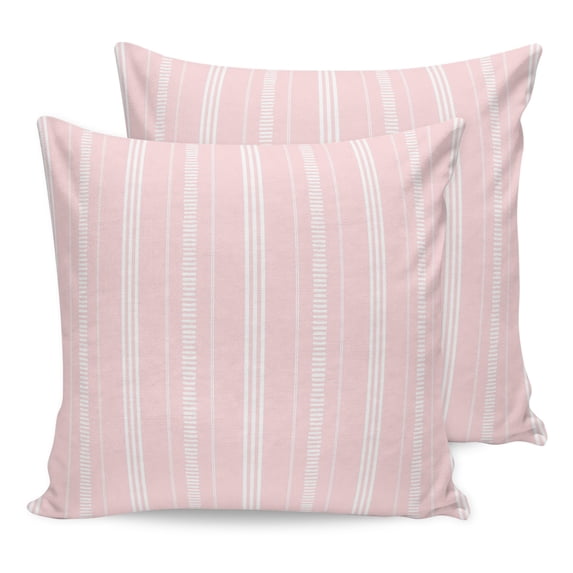 Pillow Covers 24x24 Set of 2, Boho Pink Throw Pillow Covers Decorative Couch Cushion Cover, Minimalist Farmhouse Striped Microfiber Soft Square Pillowcases for Bedroom Living Room Sofa