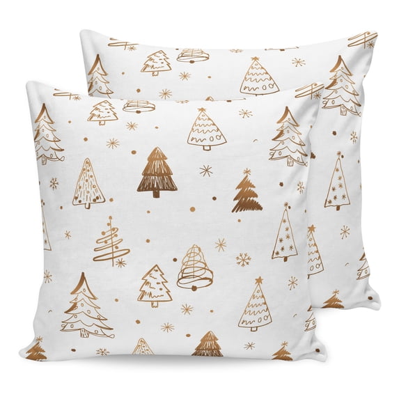 Pillow Covers 24x24 Set of 2, Christmas Tree Throw Pillow Covers Decorative Couch Cushion Cover, Winter Snowflakes Xmas Pine Plant Microfiber Soft Square Pillowcases for Bedroom Living Room Sofa