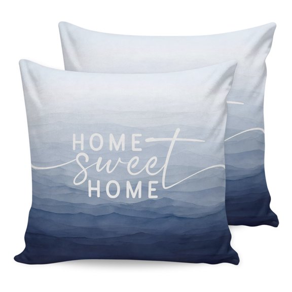 Pillow Covers 24x24 Set of 2, Mist Ocean Throw Pillow Covers Decorative Couch Cushion Cover, Coastal Indigo Gray Ombre Sea Waves Minimalist Microfiber Soft Pillowcases for Bedroom Living Room Sofa