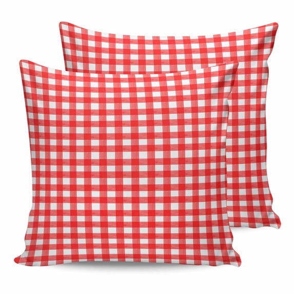 Pillow Covers 24x24 Set of 2, Red Throw Pillow Covers Decorative Couch Cushion Cover, Country French Rustic Buffalo Plaid Modern Art Microfiber Soft Square Pillowcases for Bedroom Living Room Sofa