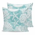 thumbnail image 1 of Pillow Covers 24x24 Set of 2, Teal Green Starfish Coastal Throw Pillow Covers Decorative Couch Cushion Cover, Summer Coral Shell Beach Nautical Microfiber Soft Pillowcases for Bedroom Living Room, 1 of 9