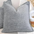 thumbnail image 1 of Pillow Covers 24x24 inches Grey Set of 2, Textured Chenille Extra Large Cushion Covers / Square Pillow Shams, Oversized Soft Pillowcases For Sofa Couch Bed Gray, 1 of 8