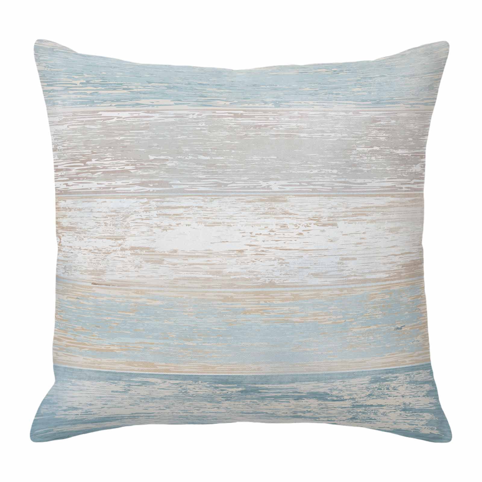 Pillow Covers 26x26 Inch, Blue Beige Farmhouse Linen Pillowcase with Invisible Zipper, Vintage Wooden Striped Decorative Throw Pillow Covers Cushion Case for Couch Sofa Bed Living Room