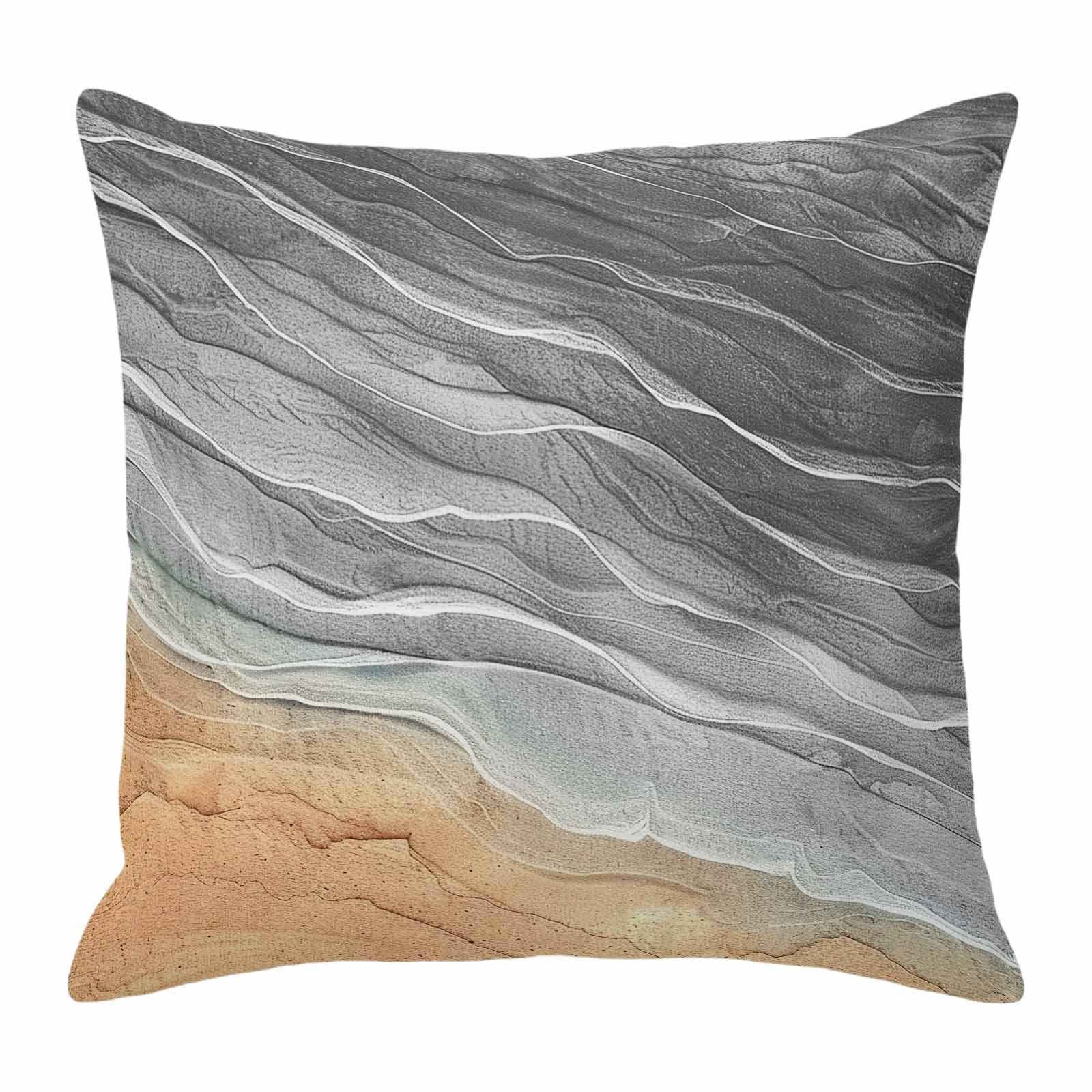 Pillow Covers 26x26 Inch, Grey Ombre Coastal Linen Pillowcase with Invisible Zipper, Summer Nautical Beach Ocean Seaside Decorative Throw Pillow Covers Cushion Case for Couch Sofa Bed Living Room