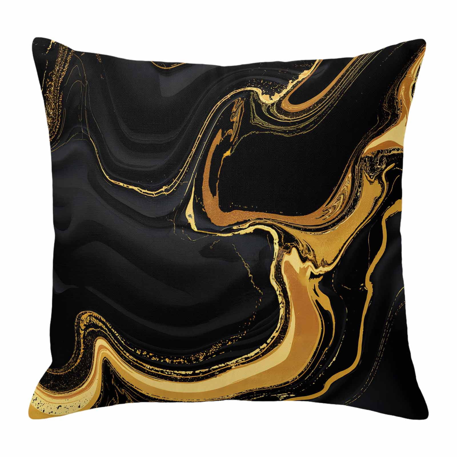 Pillow Covers 26x26 Inch, Marble Black Linen Pillowcase with Invisible Zipper, Vintage Gold Art Abstract Farmhouse Decorative Throw Pillow Covers Cushion Case for Couch Sofa Bed Living Room