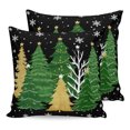 thumbnail image 1 of Pillow Covers 26x26 Set of 2, Black Christmas Tree Throw Pillow Covers Decorative Couch Cushion Cover, Green Golden Xmas Tree Snowflake Winter Microfiber Soft Pillowcases for Bedroom Living Room Sofa, 1 of 9