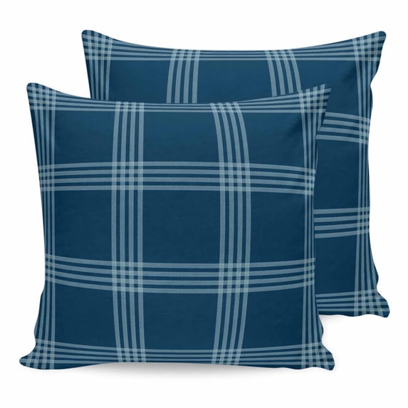 Pillow Covers 26x26 Set of 2, Blue Checkered Throw Pillow Covers Decorative Couch Cushion Cover, Farmhouse Buffalo Plaid Modern Microfiber Soft Square Pillowcases for Bedroom Living Room Sofa