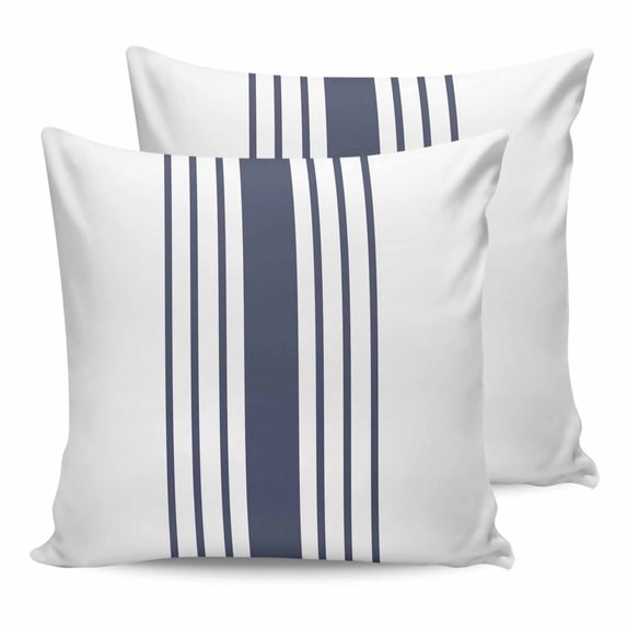 Pillow Covers 26x26 Set of 2, Blue Vertical Striped Throw Pillow Covers Decorative Couch Cushion Cover, White Minimalist Modern Microfiber Soft Square Pillowcases for Bedroom Living Room Sofa