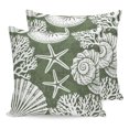 thumbnail image 1 of Pillow Covers 26x26 Set of 2, Dark Green Coastal Throw Pillow Covers Decorative Couch Cushion Cover, Conch Nautical Summer Starfish Shell Coral Microfiber Soft Pillowcases for Bedroom Living Room, 1 of 9