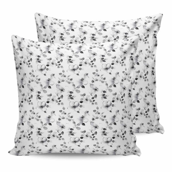Pillow Covers 26x26 Set of 2, Gray Botanical Throw Pillow Covers Decorative Couch Cushion Cover, Retro Blossom Floral Farmhouse Wildflower Microfiber Soft Square Pillowcases for Bedroom Sofa