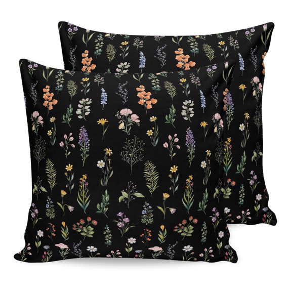 Pillow Covers 26x26 Set of 2, Spring Wildflowers Throw Pillow Covers Decorative Couch Cushion Cover, Farmhouse Botanical Garden Floral Microfiber Soft Square Pillowcases for Bedroom Living Room Sofa