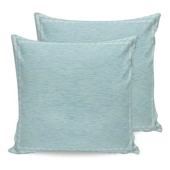 Pillow Covers 26x26 Set of 2, Turquoise Textured Throw Pillow Covers Decorative Couch Cushion Cover, Farmhouse Country Woven Striped Microfiber Soft Square Pillowcases for Bedroom Living Room Sofa