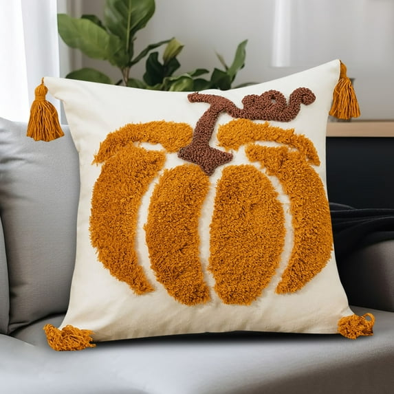 Pillow Covers under $5! Yannianjz Fall Pillow Covers, Farmhouse Pumpkin Decorative Throw Cozy Pillow Cover Fall Decorations Embroidered Fluffy Autumn Pillowcase for Home Indoor Sofa Bedroom