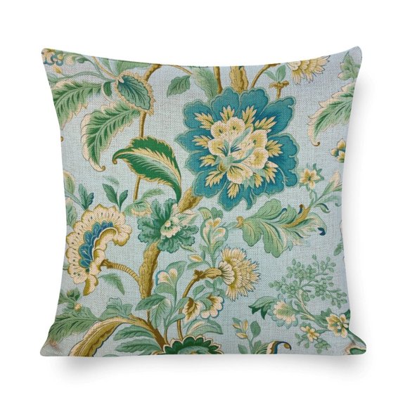 Pillow Covers Aqua Talavera Euro Farmhouse Pillow Covers Floral Blue Flower Pillow Protector 16"x16" Home Sofa Decor Pillowcase