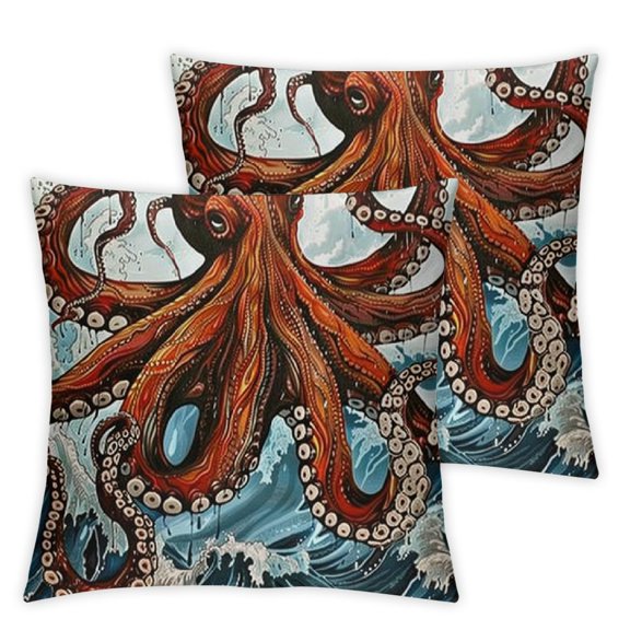 Pillow Covers Art Red Octopus Throw Pillow Covers Cases for Couch Sofa Bed Home Decor