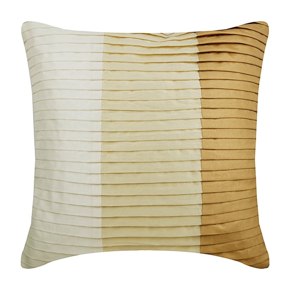 Pillow Covers, Beige Pillow Cover, Color Block Textured Pintucks Throw Pillow Cover, 20x20 inch (50x50 cm) Pillow Cover, Contemporary Cushion Cover, Square Silk - Shades Of Glory
