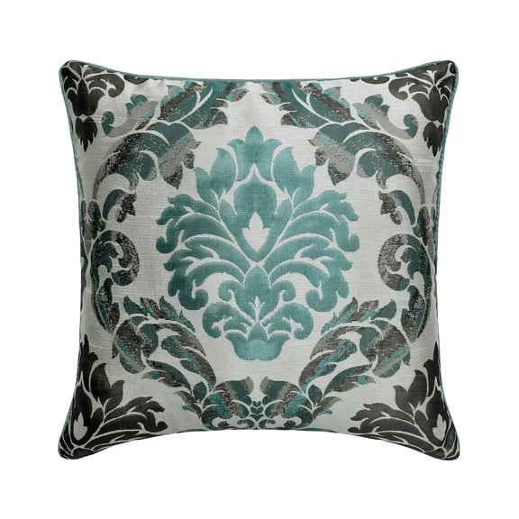 Pillow Covers, Blue 20"x20" (50x50 cm) Pillow Covers, Silk Damask Throw Pillows For Sofa, Damask Pattern Contemporary Style - Damask Symphony